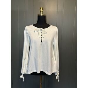 NWT J Crew Broken In Jersey Button Front Tie Bow‎ Blouse In Ivory XS Extra Small